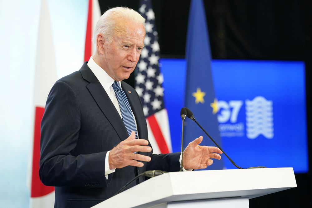 nnUS President Joe Biden holds a news conference at the end of the G7 summit, at Cornwall Airport Newquay June 13, 2021. u00e2u20acu201d Reuters picn