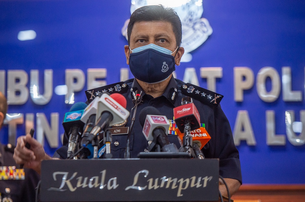 KL Police Chief Commissioner Datuk Azmi Abu Kassim Datuk Azmi Abu Kassim speaks to reporters at Kuala Lumpur police headquarters June 11, 2021. u00e2u20acu201d Picture by Shafwan Zaidon