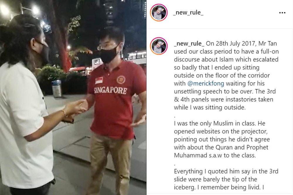 A screengrab from a video showing Tan Boon Lee (right) arguing with Dave Parkash and a screengrab from Ms Nurul Fatimah Iskandar's Instagram post. u00e2u20acu201d Pictures via Facebook/Dave Park Ash and Instagram/Nurul Fatimah Iskandar