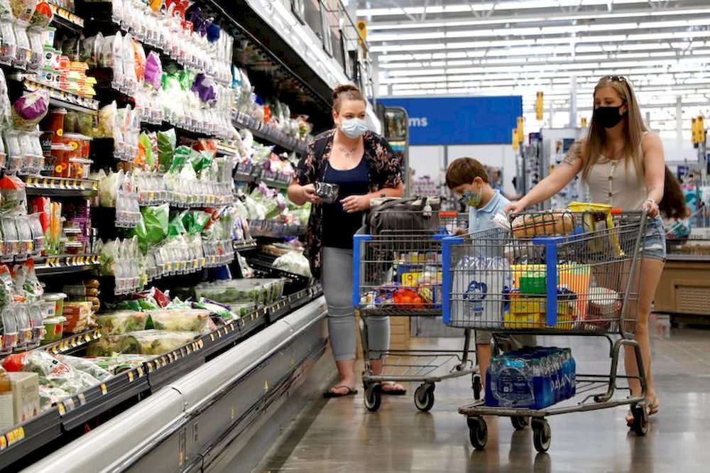 Shoppers are seen wearing masks while shopping at a Walmart store in Bradford, Pennsylvania, US, July 20, 2020. u00e2u20acu201d Reuters pic