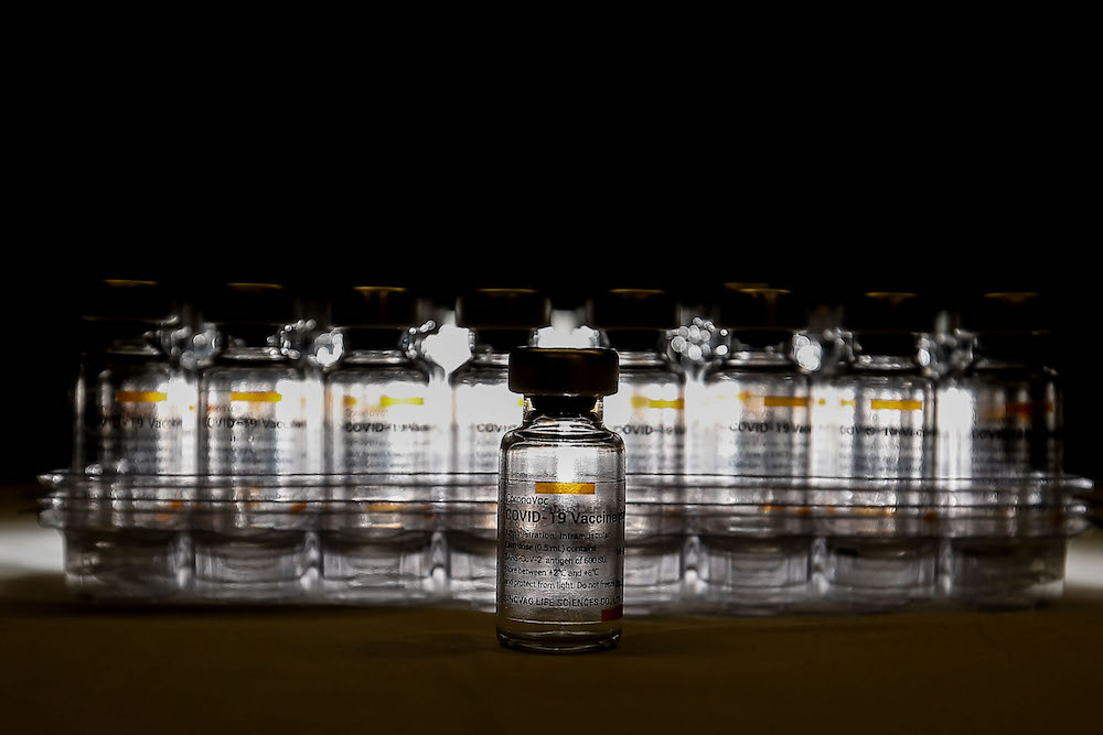 Vials of Sinovac Covid-19 vaccine are seen during the vaccination session for Persons with Disabilities in St Nicholas Home, Bagan Jermal July 5, 2021. u00e2u20acu201d Picture by Sayuti Zainudin