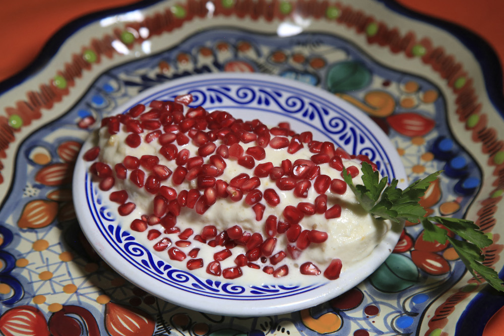 View of a ‘chile en nogada’ dish (Chile ‘Poblano’ with walnut sauce) served in its ice cream version, in Puebla. — AFP pic