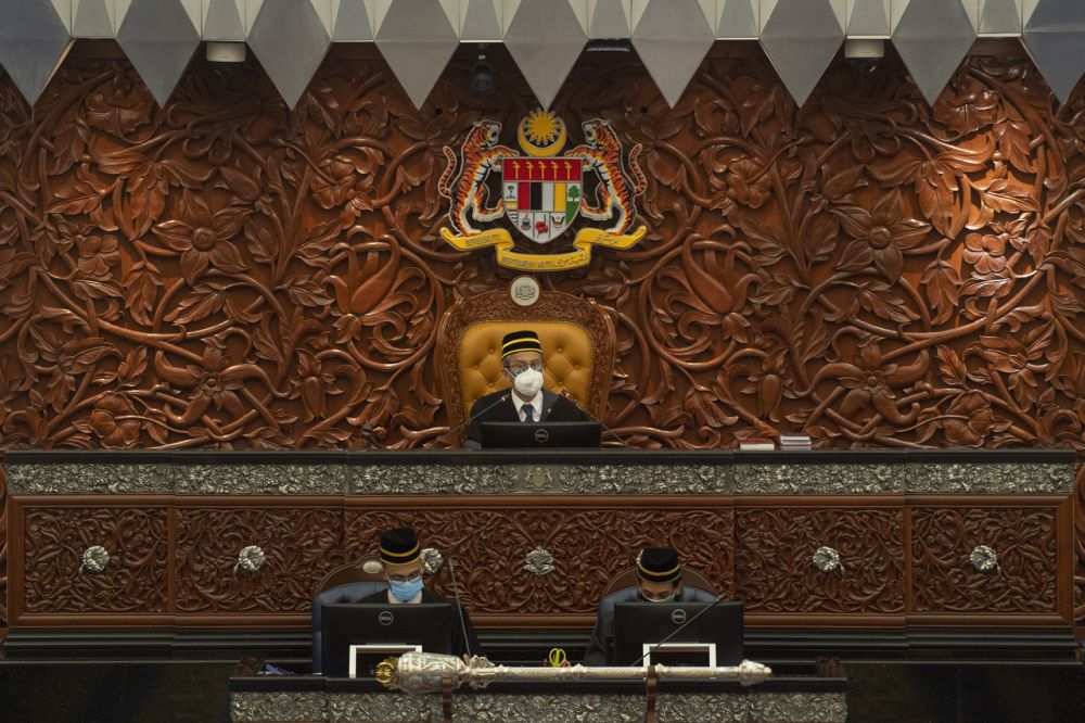 Speaker Datuk Azhar Azizan Harun speaks during a special Parliament sitting in Dewan Rakyat, Kuala Lumpur July 26, 2021. u00e2u20acu201d Bernama picnn