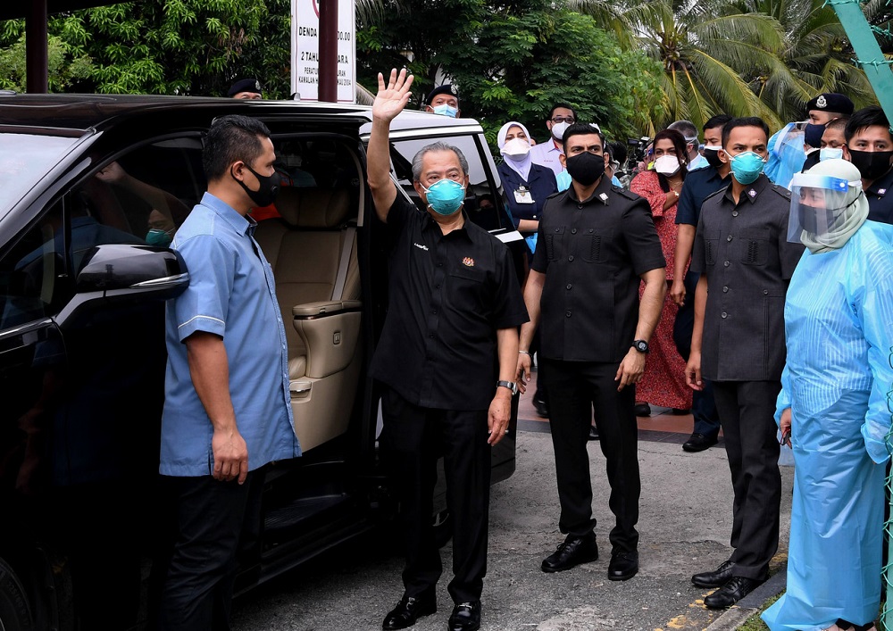 Prime Minister Tan Sri Muhyiddin Yassin at the Tengku Ampuan Rahimah Hospital (HTAR) in Klang July 13, 2021. u00e2u20acu2022 Bernama pic