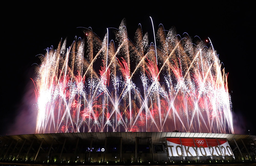 Fireworks explode during the Tokyo 2020 Olympics Opening Ceremony in Tokyo, Japan, July 23, 2021. — Reuters pic   