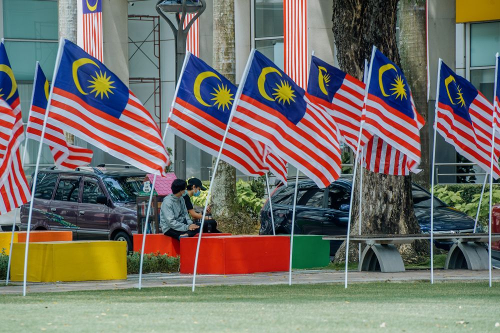 Malaysian flags are pictured in Putrajaya August 12, 2021. — Picture by Shafwan Zaidon