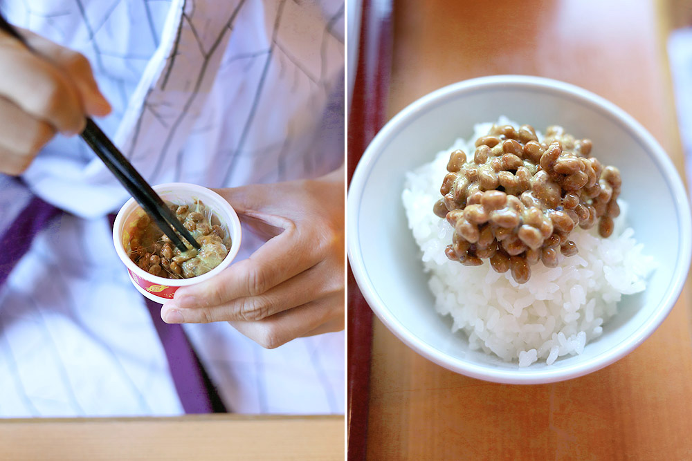 Mix some 'natto' into your hot steamed rice.