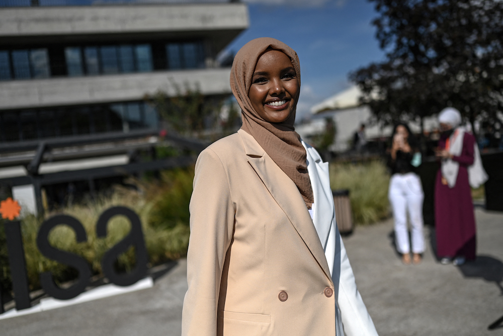 Somali-American former model Halima Aden poses on September 14, 2021, during an event in Istanbul. u00e2u20acu201d AFP pic