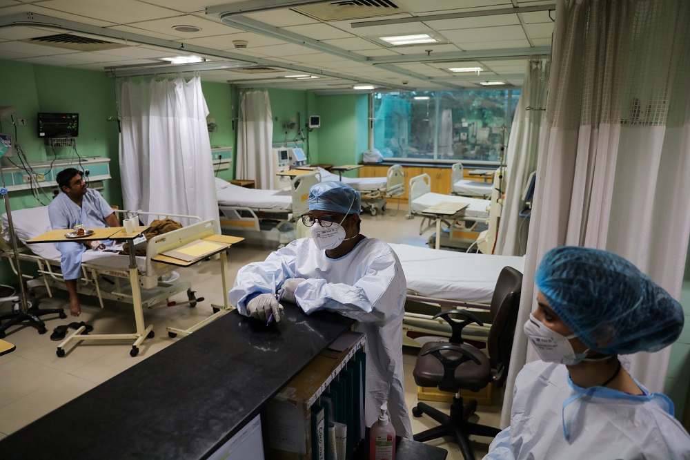 Healthcare workers are seen inside a Covid-19 ward at Sir Ganga Ram Hospital in New Delhi, September 3, 2021. ― Reuters pic