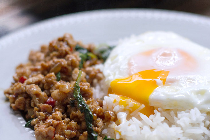 Nothing beats a 'khai dao' or basic fried egg, especially served over white rice and 'krapao moo' (holy basil stir fry with pork).