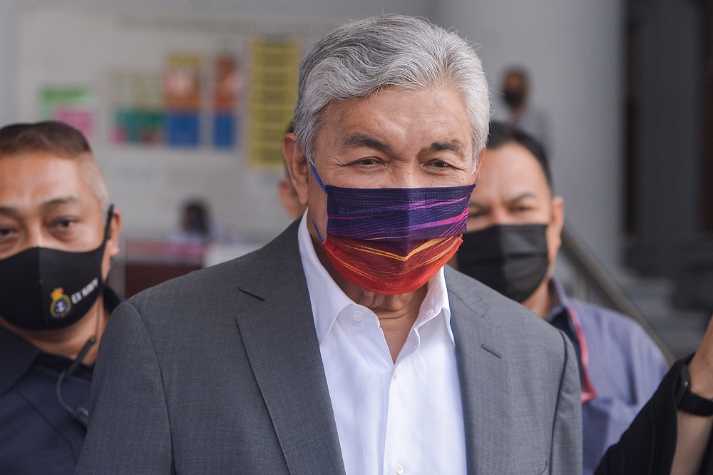 Datuk Seri Zahid Hamidi is seen leaving the Kuala Lumpur High Court September 9, 2021. u00e2u20acu2022 Picture by Miera Zulyana