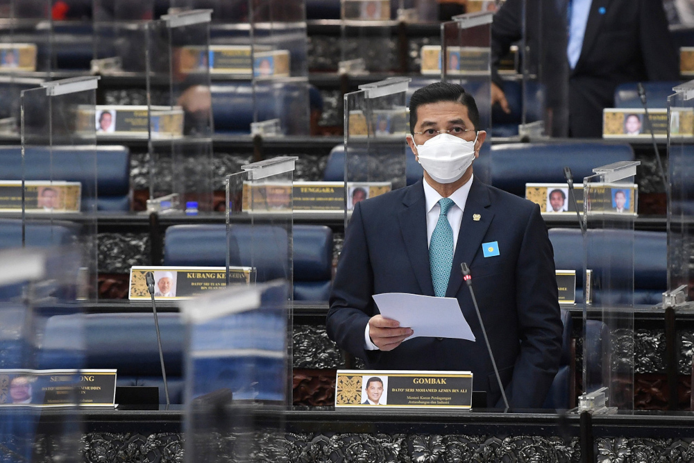 Senior Minister cum International Trade and Industry Minister, Datuk Seri Mohamed Azmin Ali during a winding-up debate on the motion of thanks for the royal address in the Dewan Rakyat, September 22, 2021. u00e2u20acu201d Bernama pic 