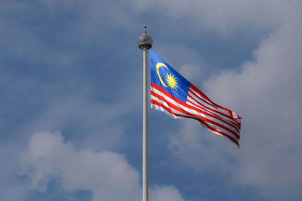 A Malaysian flag is pictured at Dataran Merdeka in Kuala Lumpur September 15, 2021. — Picture by Yusof Mat Isa