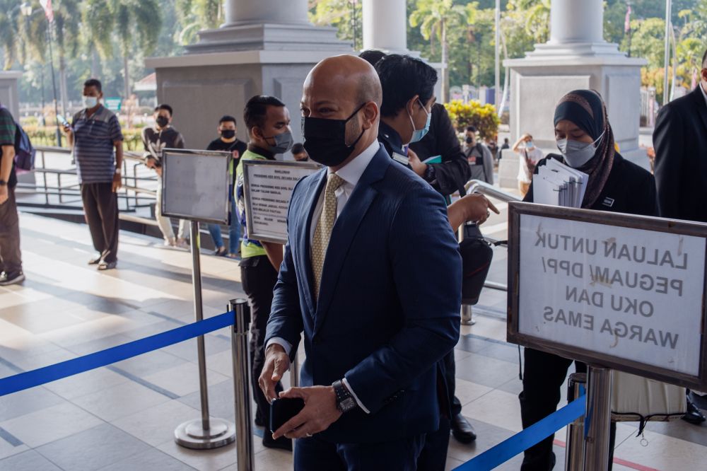 Ex-1MDB CEO Arul Kanda Kandasamy is pictured at the Kuala Lumpur Court Complex Sept 7, 2021. — Picture by SHafwan Zaidon