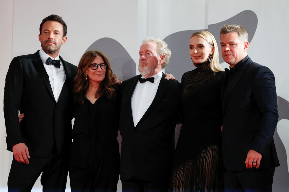 The cast of ‘The Last Duel’ and director Ridley Scott Attend the premiere screening for the film in Venice September 10, 2021. — Reuters pic
