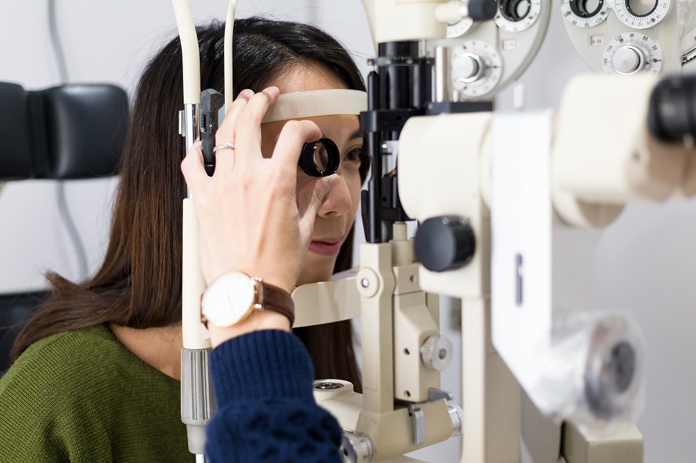 An ophthalmologist checks the inside and back of the eyes using a high-powered lens. u00e2u20acu2022 Picture courtesy of VISTA Eye Specialist 