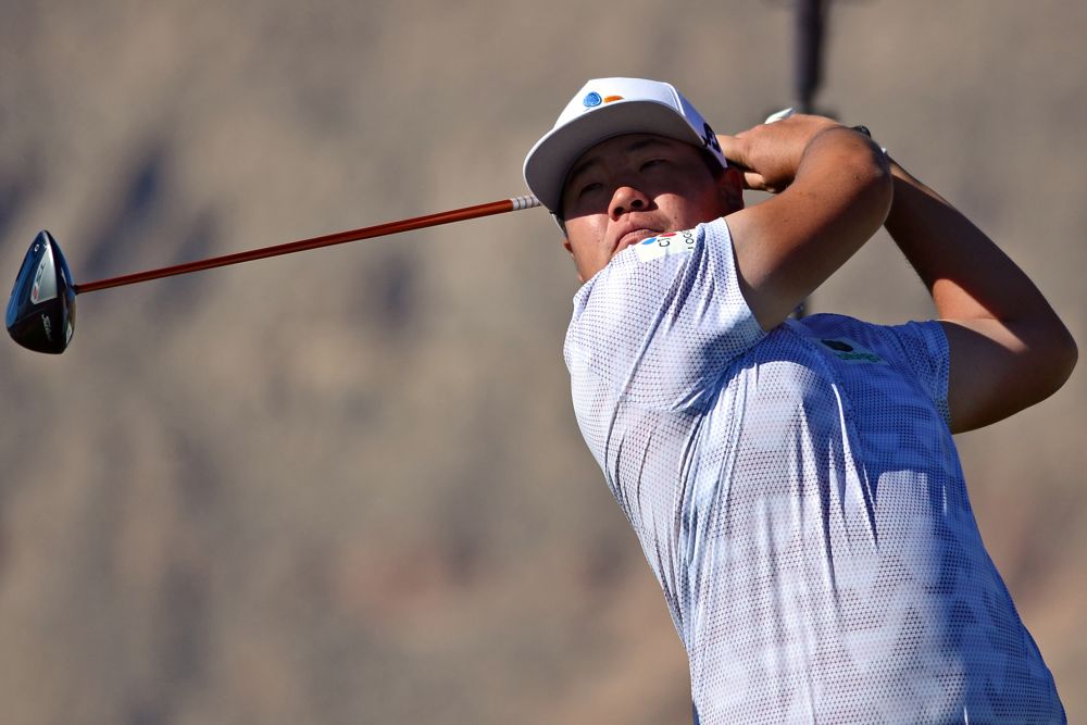 Sungjae Im tees off on the second during the first round of the CJ Cup golf tournament in Las Vegas October 14, 2021. — Reuters pic