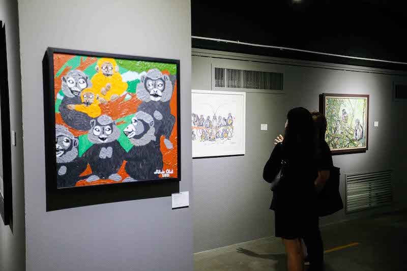 Visitors look at the installations at the Langur Exhibition at Penang State Art Gallery, Dewan Sri Pinang, November 8, 2021. — Picture by Sayuti Zainudin