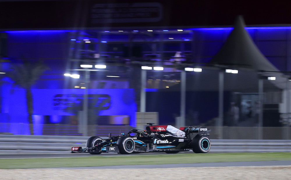 Mercedes' Lewis Hamilton in action at the Qatar Grand Prix at the Losail International Circuit, Lusail, Qatar November 21, 2021. — Reuters pic