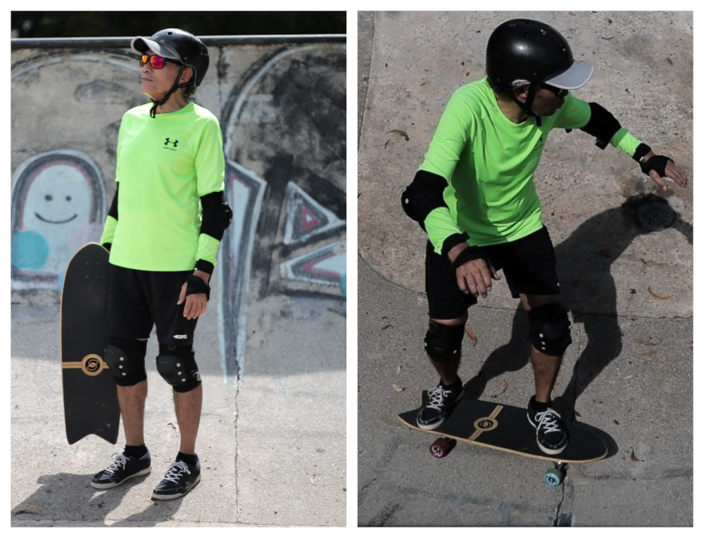 Abdul Rahim Anuar loves being on a surf skateboard as it allows him to make more turns as compared to a skateboard. u00e2u20acu201d Picture by Ahmad Zamzahuri