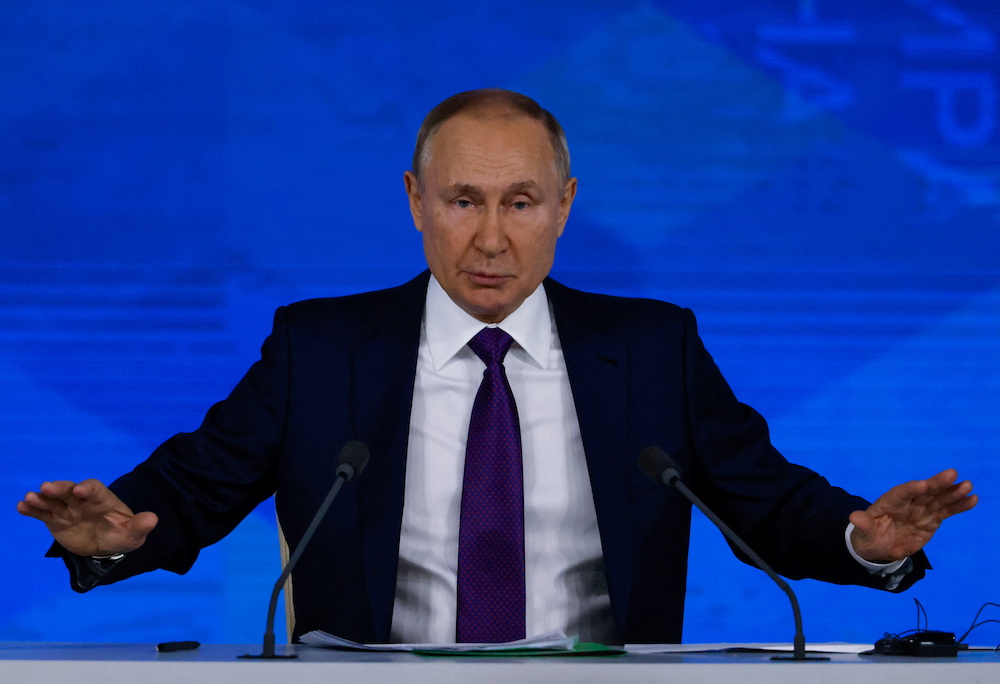 Russian President Vladimir Putin attends his annual end-of-year news conference in Moscow, Russia December 23, 2021. u00e2u20acu201d Reuters pic