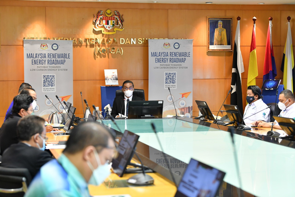 Energy and Natural Resources Minister Datuk Seri Takiyuddin Hassan speaks during the announcement of the Malaysia Renewable Energy Roadmap at Wisma Sumber Asli in Putrajaya, December 30, 2021. u00e2u20acu201d Bernama pic 