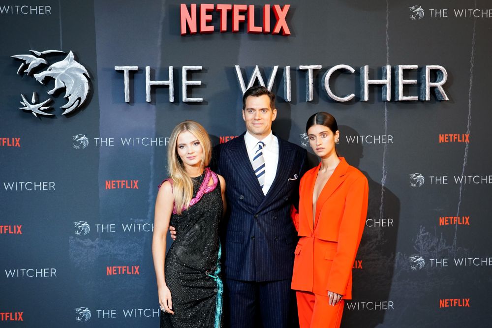 Freya Allan, Henry Cavill and Anya Chalotra attending the world premiere of The Witcher: Season 2, at Odeon Luxe, Leicester Square, London December 1, 2021. — Reuters pic