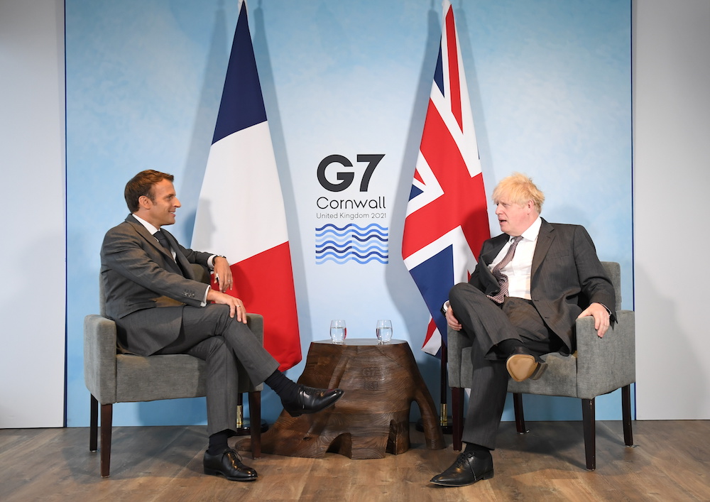 Britainu00e2u20acu2122s Prime Minister Boris Johnson and Franceu00e2u20acu2122s President Emmanuel Macron attend a bilateral meeting during G7 summit in Carbis Bay, Cornwall, Britain, June 12, 2021. u00e2u20acu2022 Reuters picnn