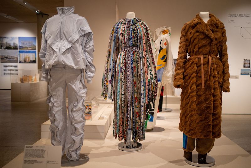Clothes made with waste materials and designed by British fashion designer Stella McCartney are displayed during the exhibition u00e2u20acu02dcWaste Age: What can design do?u00e2u20acu2122 at Design Museum, in London. u00e2u20acu201d AFP pic