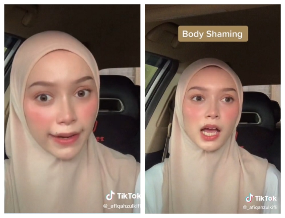 Frustrated and angered by vile comments on her body weight, Nur Afiqah took to TikTok to say it's okay to be thin as long as one's healthy. u00e2u20acu2022 Screengrab via Tiktok/_afiqahzulkifli
