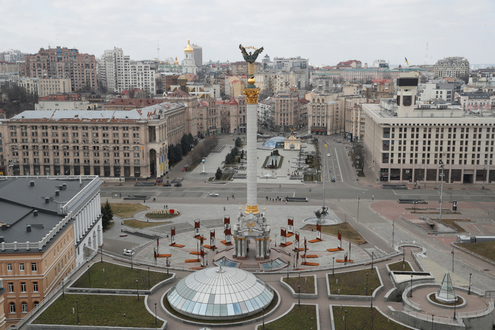 A general view shows Independence Square in central Kyiv, Ukraine February 25, 2022. — Reuters pic