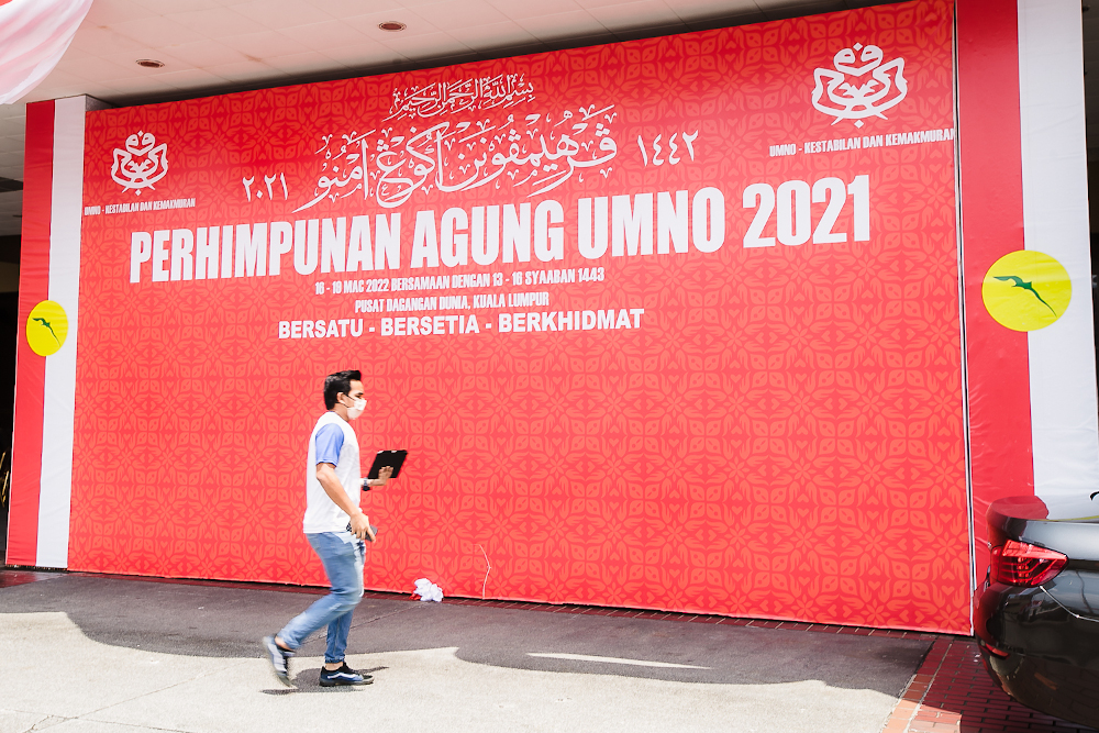 Scenes from the preparations for the 2021 Umno General Assembly which will take place from tomorrow at Putra World Trade Centre in Kuala Lumpur March 15, 2022.  u00e2u20acu201d Picture by Devan Manuel 