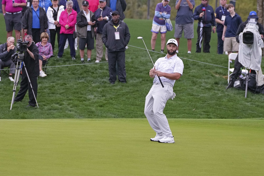 Jon Rahm reacts to a near miss birdie during the first round of The Players Championship golf tournament, March 10, 2022. u00e2u20acu2022 David Yeazell-USA TODAY Sports via Reuters