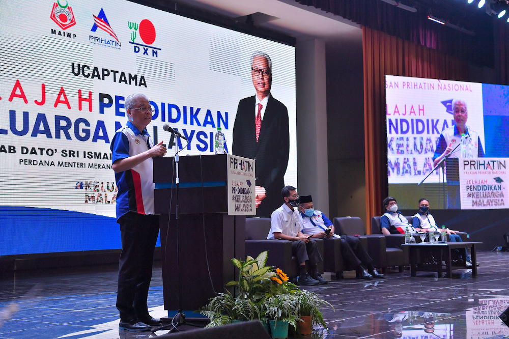 Prime Minister Datuk Seri Ismail Sabri Yaakob at the launch of the Keluarga Malaysia Education Tour (JPKM) in Bera March 13, 2022. — Bernama pic