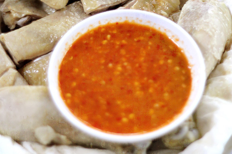 The fiery chilli dip that goes with the salt baked chicken is so addictive!