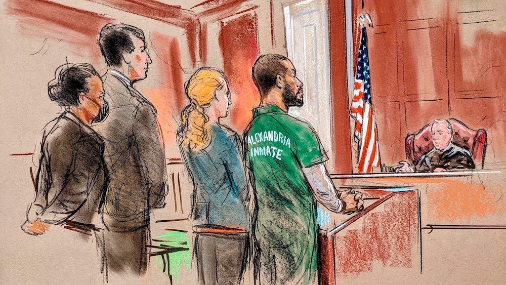 London-born Alexanda Kotey, a member of an Islamic State militant group nicknamed u00e2u20acu02dcThe Beatles,u00e2u20acu2122 that operated in Syria and Iraq, attends his sentencing hearing in US federal court in Alexandria, Virginia April 29, 2022. Reuters/Bill Hennessy pic