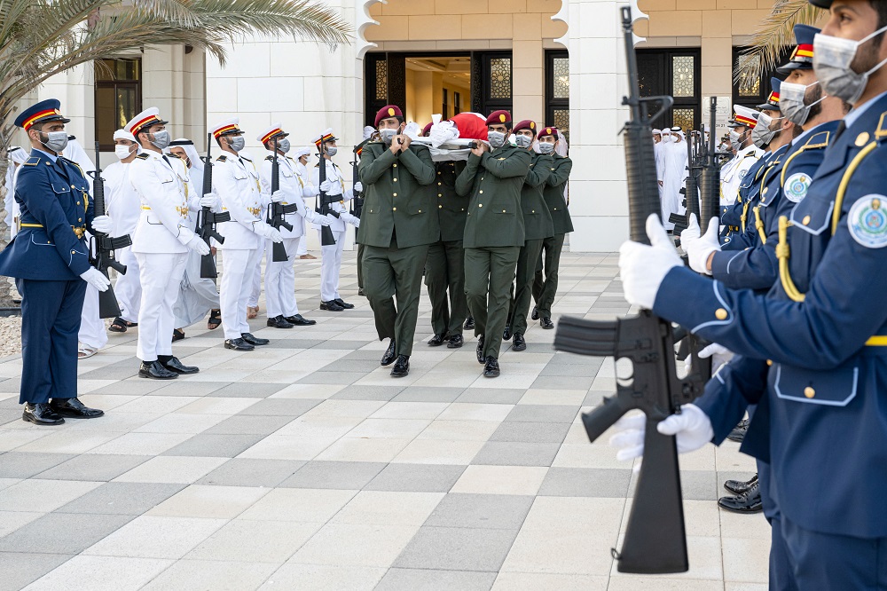 UAE Honour Guard pallbearers carry the body of late President of the UAE Sheikh Khalifa bin Zayed Al Nahyan during his funeral, in Abu Dhabi May 13, 2022. u00e2u20acu201d Picture courtesy of Ministry of Presidential Affairs/Handout via Reuters