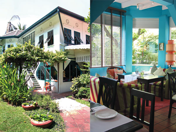 Issaya Siamese Club is housed in an old bungalow in the heart of the city (left). The colourful interior of Issaya Siamese Club (right)