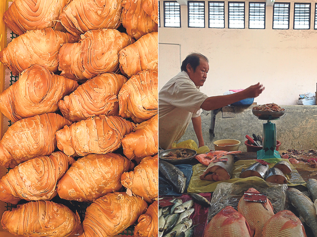 Go on weekends and make sure to grab some of these flaky curry puffs at Pasar Besar Pekan Ampang (left). Mr Lee is a second-generation fish monger at Pasar Batu 2 1⁄2 Jalan Ipoh (right)