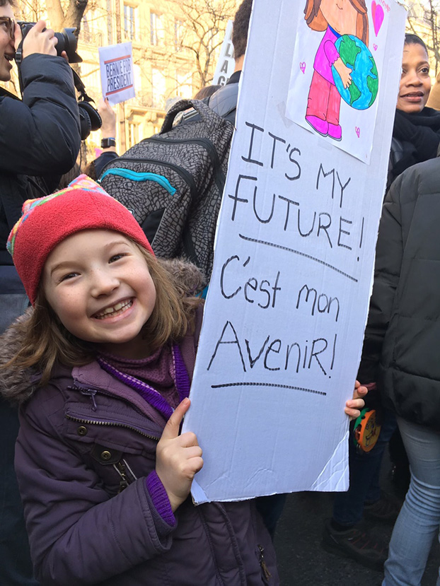 People are pictured protesting against Donald Trump during the Paris Women’s March. — Picture courtesy of Julia