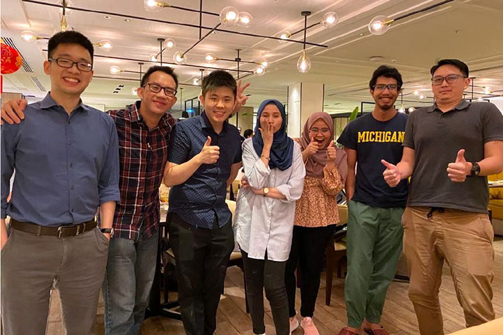 Mulah operations manager Samuel U (far left) and co-founder Nicholas Kai (second from left) and the rest of their team