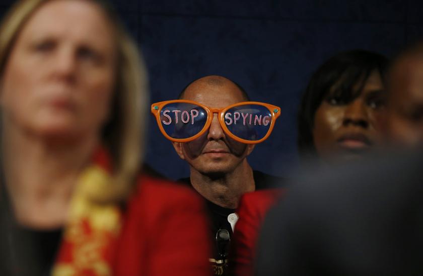 A protester against the practices of US security agenices sits at a House Intelligence Committee hearing on Capitol Hill in Washington, October 29, 2013. The hearing was on the potential changes to the foreign intellience surveillance act. u00e2u20acu201d Reuters pic